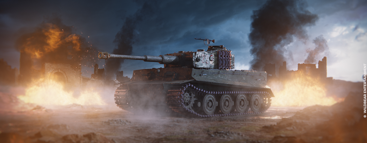 scène de bataille avec un tank